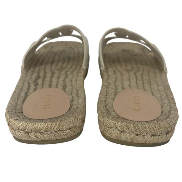 Gucci Carlos Interlocking GG Cut Out Leather Espadrille Slides 39 - Picture 13 of 16